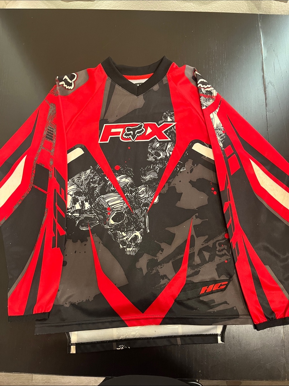 Fox Red and Black Motocross Jersey with Skull Graphics size KL